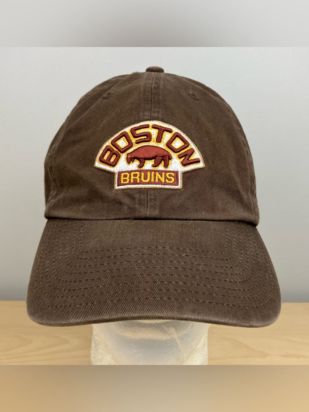 47 Boston Bruins NHL Fitted Hat Size XL Brown Vintage Hockey Logo Twins Ent - Picture 2 of 11